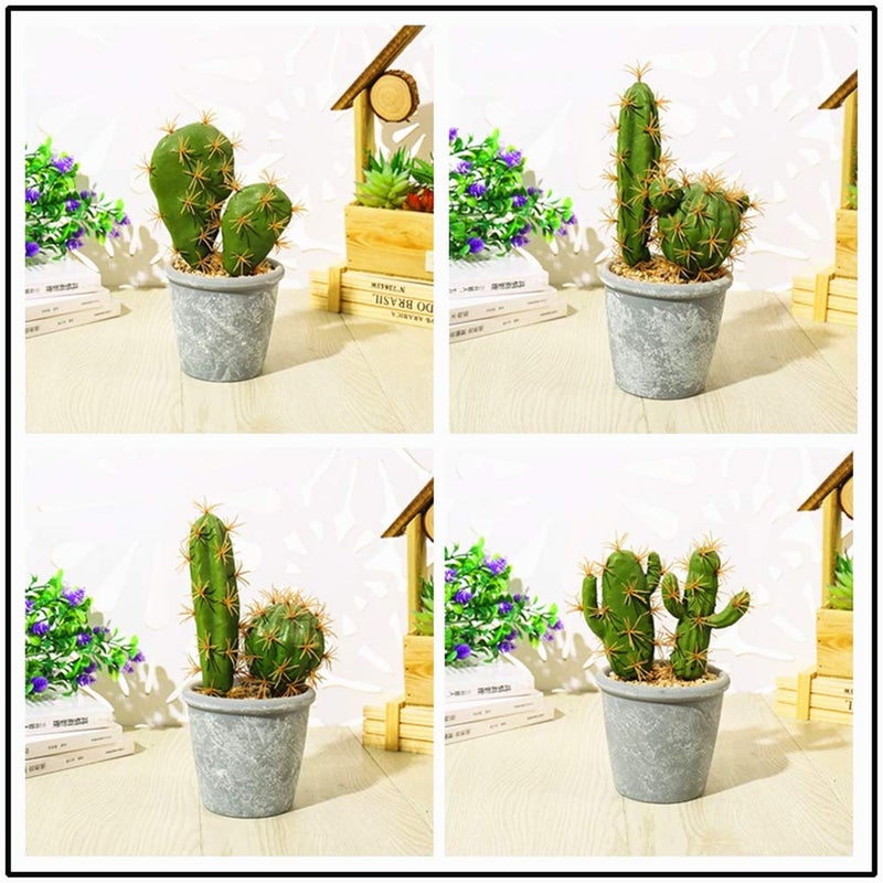 Fycooler Artificial Succulent Plants,Fake Cactus Decorative Plants - Artificial Cacti with Gray Pots Planters,Artificial Faux Cactus for Home DÃ©cor House Office Ornaments - Image 5